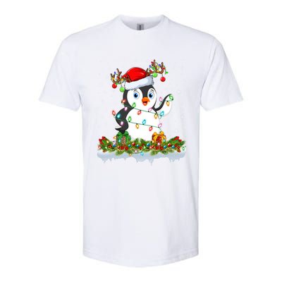 Penguin Bird Lover Xmas Lighting Santa Penguin Christmas Gift Softstyle CVC T-Shirt