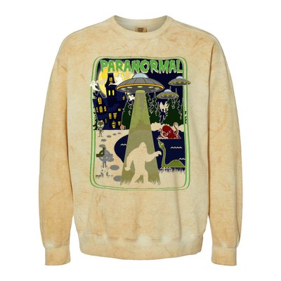 Paranormal Bigfoot Loch Ness Mothman Aliens Colorblast Crewneck Sweatshirt