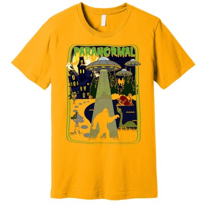 Paranormal Bigfoot Loch Ness Mothman Aliens Premium T-Shirt