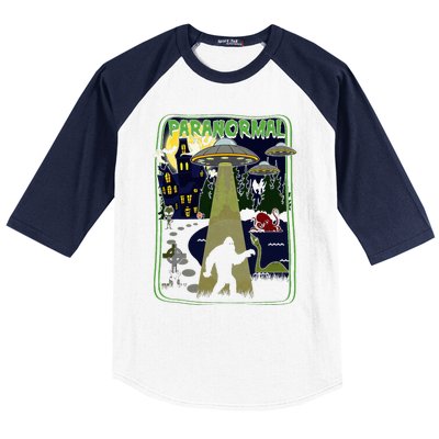 Paranormal Bigfoot Loch Ness Mothman Aliens Baseball Sleeve Shirt