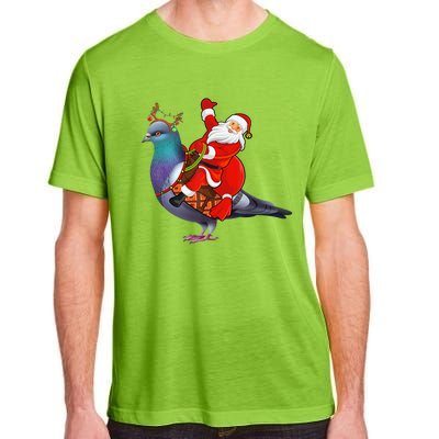 Pigeon Bird Lover Xmas Santa Riding Pigeon Christmas Long Sleeve Adult ChromaSoft Performance T-Shirt