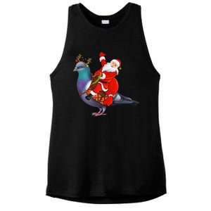 Pigeon Bird Lover Xmas Santa Riding Pigeon Christmas Long Sleeve Ladies PosiCharge Tri-Blend Wicking Tank