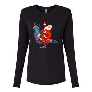 Pigeon Bird Lover Xmas Santa Riding Pigeon Christmas Long Sleeve Womens Cotton Relaxed Long Sleeve T-Shirt