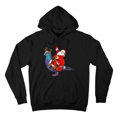 Pigeon Bird Lover Xmas Santa Riding Pigeon Christmas Long Sleeve Hoodie