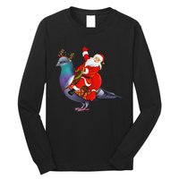 Pigeon Bird Lover Xmas Santa Riding Pigeon Christmas Long Sleeve Long Sleeve Shirt