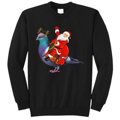 Pigeon Bird Lover Xmas Santa Riding Pigeon Christmas Long Sleeve Sweatshirt