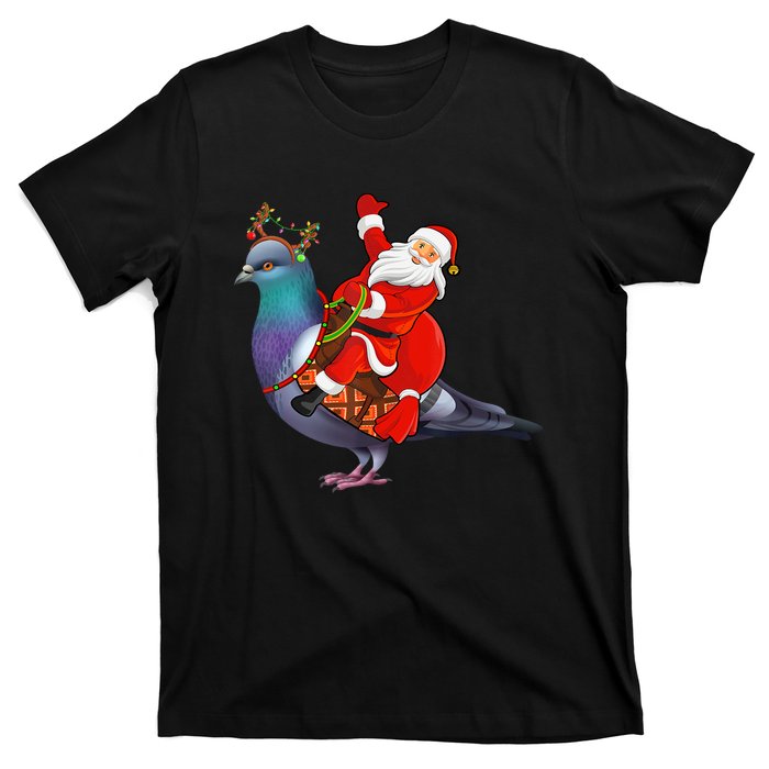 Pigeon Bird Lover Xmas Santa Riding Pigeon Christmas Long Sleeve T-Shirt