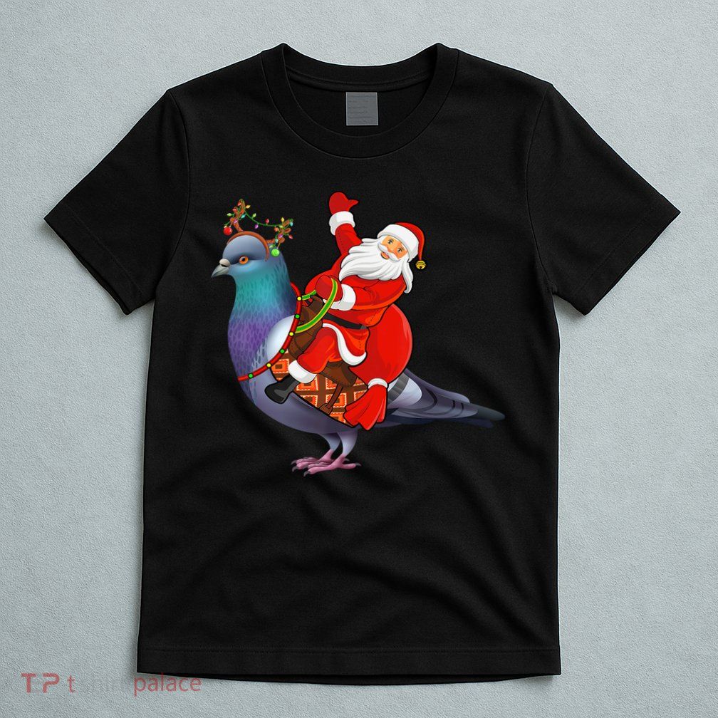 Pigeon Bird Lover Xmas Santa Riding Pigeon Christmas Long Sleeve T-Shirt