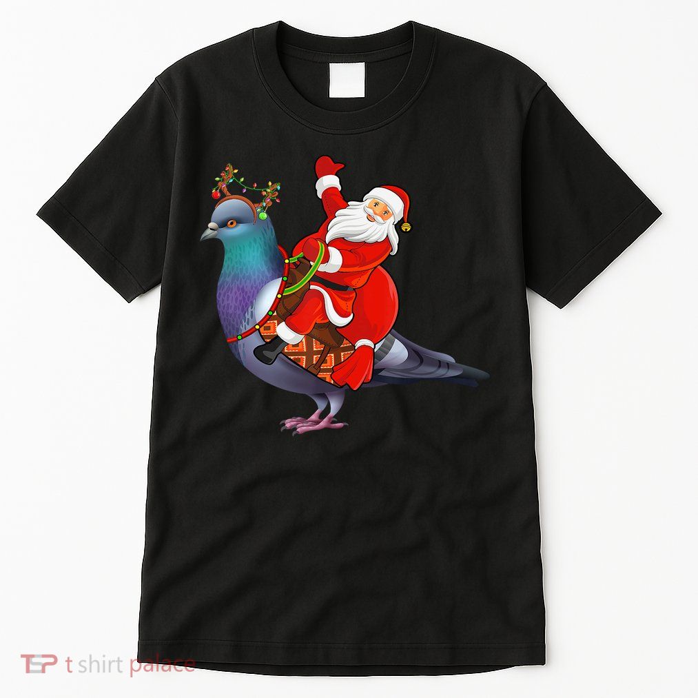 Pigeon Bird Lover Xmas Santa Riding Pigeon Christmas Long Sleeve Tall T-Shirt