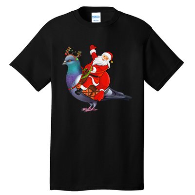 Pigeon Bird Lover Xmas Santa Riding Pigeon Christmas Long Sleeve Tall T-Shirt