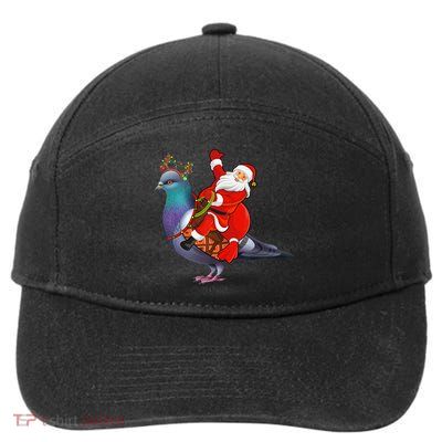 Pigeon Bird Lover Xmas Santa Riding Pigeon Christmas Long Sleeve 7-Panel Snapback Hat