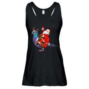 Pigeon Bird Lover Xmas Santa Riding Pigeon Christmas Long Sleeve Ladies Essential Flowy Tank