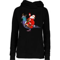 Pigeon Bird Lover Xmas Santa Riding Pigeon Christmas Long Sleeve Womens Funnel Neck Pullover Hood