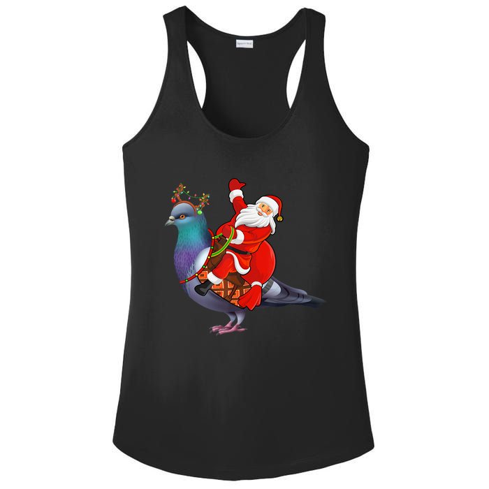 Pigeon Bird Lover Xmas Santa Riding Pigeon Christmas Long Sleeve Ladies PosiCharge Competitor Racerback Tank