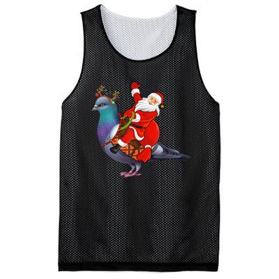 Pigeon Bird Lover Xmas Santa Riding Pigeon Christmas Long Sleeve Mesh Reversible Basketball Jersey Tank