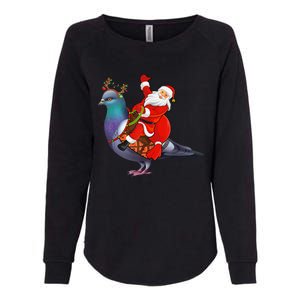 Pigeon Bird Lover Xmas Santa Riding Pigeon Christmas Long Sleeve Womens California Wash Sweatshirt