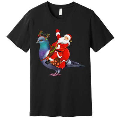 Pigeon Bird Lover Xmas Santa Riding Pigeon Christmas Long Sleeve Premium T-Shirt