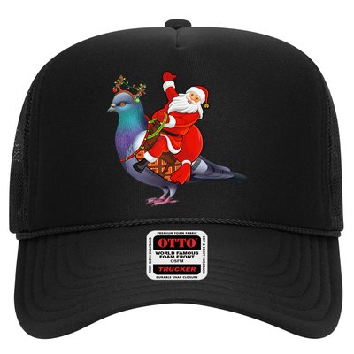 Pigeon Bird Lover Xmas Santa Riding Pigeon Christmas Long Sleeve Trucker Hat