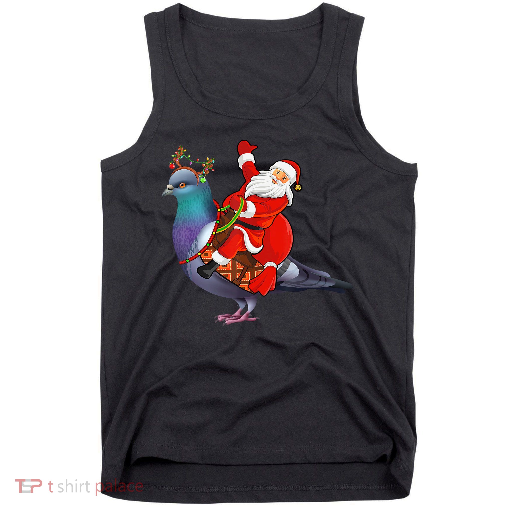 Pigeon Bird Lover Xmas Santa Riding Pigeon Christmas Long Sleeve Tank Top
