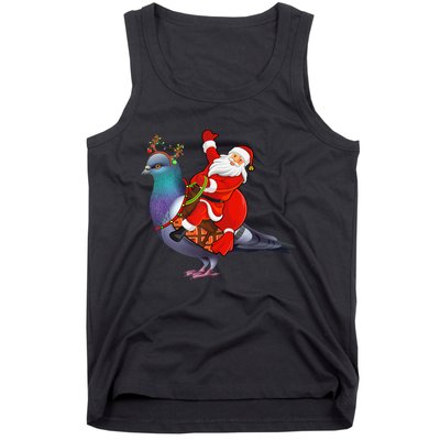 Pigeon Bird Lover Xmas Santa Riding Pigeon Christmas Long Sleeve Tank Top