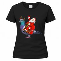 Pigeon Bird Lover Xmas Santa Riding Pigeon Christmas Long Sleeve Women's T-Shirt