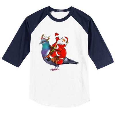 Pigeon Bird Lover Xmas Santa Riding Pigeon Christmas Long Sleeve Baseball Sleeve Shirt