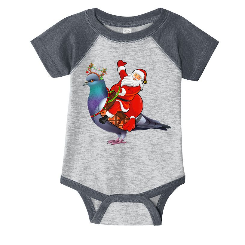Pigeon Bird Lover Xmas Santa Riding Pigeon Christmas Long Sleeve Infant Baby Jersey Bodysuit