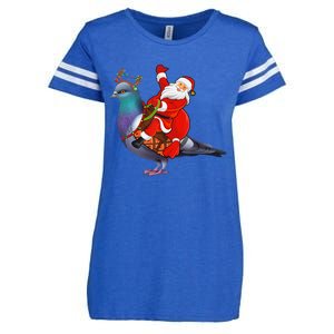 Pigeon Bird Lover Xmas Santa Riding Pigeon Christmas Long Sleeve Enza Ladies Jersey Football T-Shirt