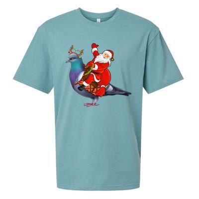 Pigeon Bird Lover Xmas Santa Riding Pigeon Christmas Long Sleeve Sueded Cloud Jersey T-Shirt