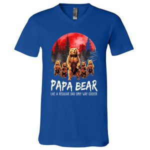 Papa Bear Like A Regular Grandpa Only Way Cooler Bear Gift V-Neck T-Shirt