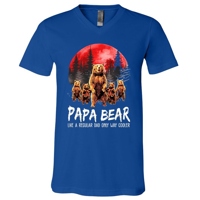 Papa Bear Like A Regular Grandpa Only Way Cooler Bear Gift V-Neck T-Shirt