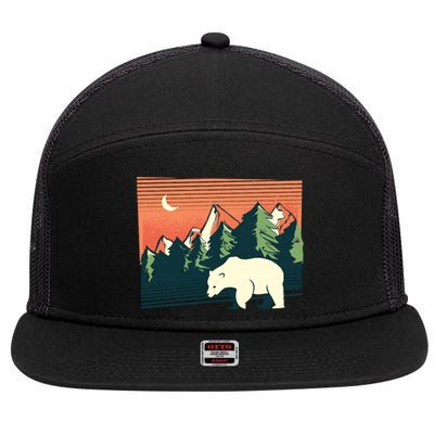 Polar Bear Landscape 7 Panel Mesh Trucker Snapback Hat