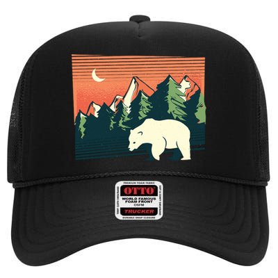 Polar Bear Landscape High Crown Mesh Back Trucker Hat