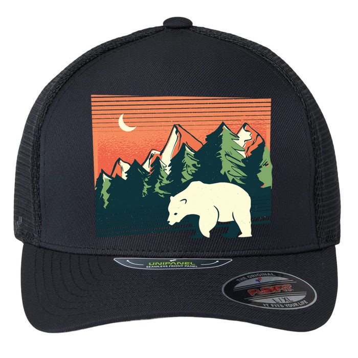 Polar Bear Landscape Flexfit Unipanel Trucker Cap