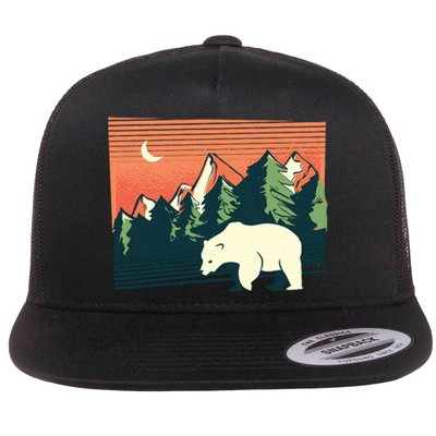 Polar Bear Landscape Flat Bill Trucker Hat