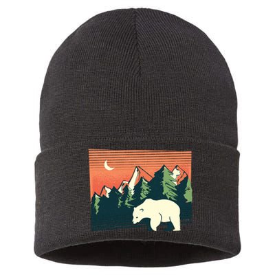 Polar Bear Landscape Sustainable Knit Beanie