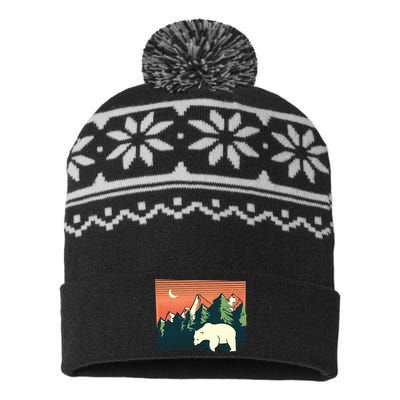 Polar Bear Landscape USA-Made Snowflake Beanie