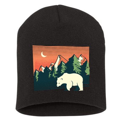 Polar Bear Landscape Short Acrylic Beanie