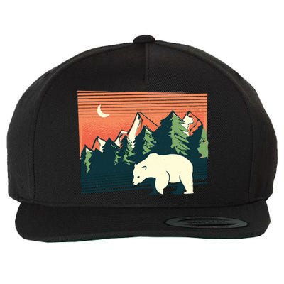 Polar Bear Landscape Wool Snapback Cap