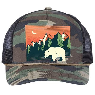 Polar Bear Landscape Retro Rope Trucker Hat Cap