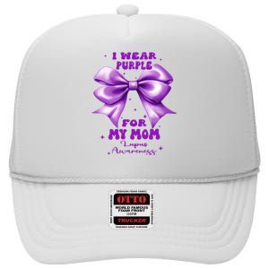 Purple Bow Lupus Awareness For My Mom High Crown Mesh Back Trucker Hat