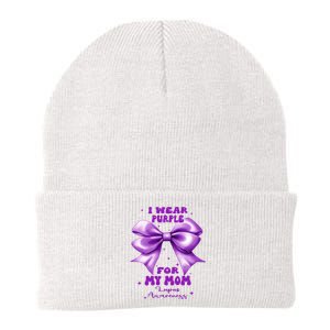 Purple Bow Lupus Awareness For My Mom Knit Cap Winter Beanie