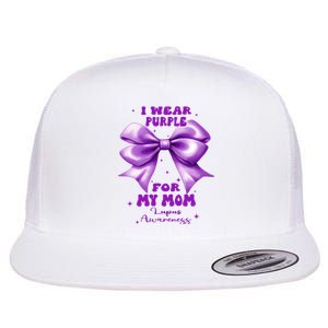 Purple Bow Lupus Awareness For My Mom Flat Bill Trucker Hat