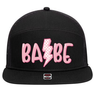 Pink Babe Lightning Bolt Little 7 Panel Mesh Trucker Snapback Hat