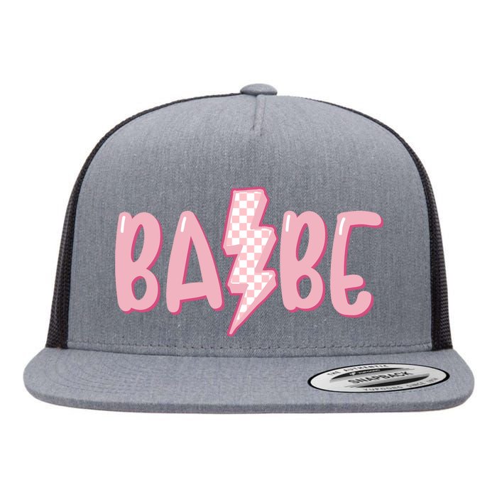 Pink Babe Lightning Bolt Little Flat Bill Trucker Hat