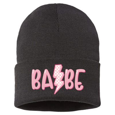 Pink Babe Lightning Bolt Little Sustainable Knit Beanie