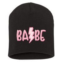 Pink Babe Lightning Bolt Little Short Acrylic Beanie