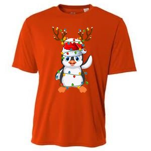 Penguin Bird Lover Lighting Xmas Santa Penguin Christmas Cool Gift Cooling Performance Crew T-Shirt