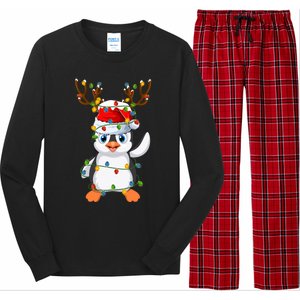 Penguin Bird Lover Lighting Xmas Santa Penguin Christmas Cool Gift Long Sleeve Pajama Set