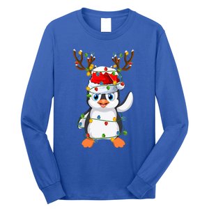 Penguin Bird Lover Lighting Xmas Santa Penguin Christmas Cool Gift Long Sleeve Shirt